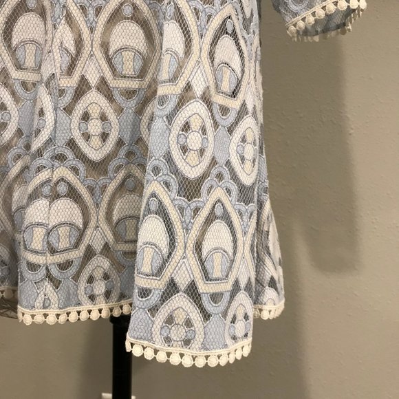 SOLD Anthro HD in Paris Signa Blue Lace Cut Out Blouse - Picture 4 of 9